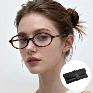 [루즈루나] 아나 타원형 호피 뿔테 블루라이트차단 긱시크 안경