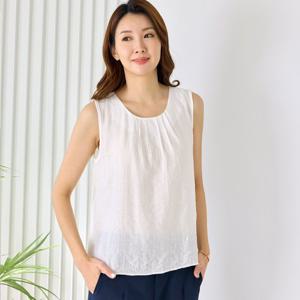 [우일인견] 하늘하늘 가볍고 시원한 인견 링클 나시 블라우스