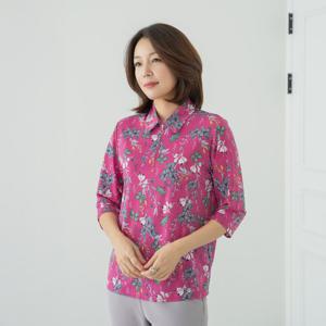 엄마옷 마담4060 반집업나염카라티셔츠-QD000133-