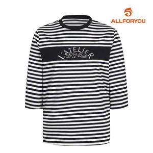 [올포유][올포유] 여성 자수 포인트 스트라이프 7부 티셔츠 ALTRM4416-915