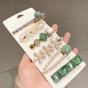 자개 집게핀 진주집게핀 6종세트 긴머리집게핀 단발 반묶음 집게핀