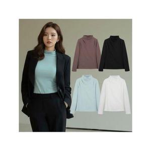 [홈쇼핑HIT](런칭가 89900원) 실크블렌디드 하프넥 드레이핑 티블라우스 4종