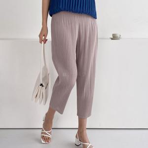 여자 플리츠 클래식 이지 칠부 캐쥬얼 팬츠