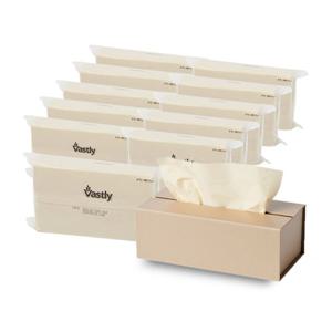 [바스틀리]페이셜 티슈 리필형 66매 11팩 + 티슈케이스(베이지)