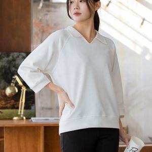 [옷자락]여자 파스텔 라글란 브이 카라티 9부 무지 티셔츠