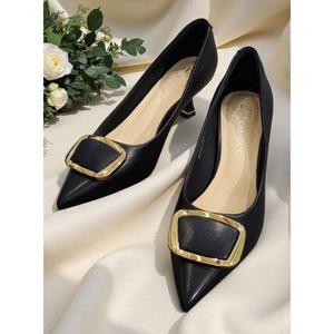갤러리아_[센터시티] 고세 금장 여성 정장 6CM 펌프스 OZP2F004 블랙