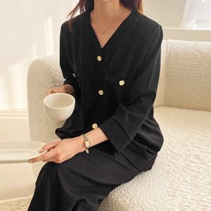 까르죠아 66~110 골드버튼 투피스 세트 77 88 99 사이즈 니트 봄 여자 여성