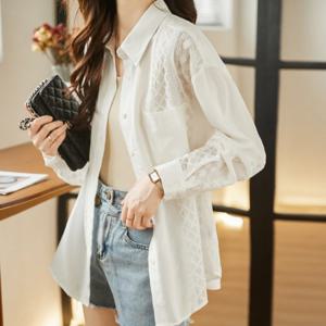 [블랙퀸] 레이스 루즈핏 오픈셔츠 blk003304