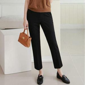 [삐까삐까]심플한 슬림 넓은 밴딩 기본 9부 바지 여성 정장 팬츠 출근룩 교복바지