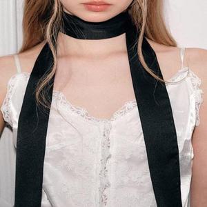 [루즈루나]블랙 초커 롱 타이 스카프 스키니 슬림 여성 넥타이