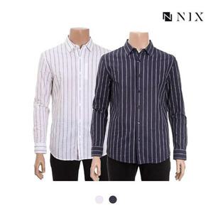 [닉스][닉스]남성 코튼린넨 와이드 핀스트라이프 기본카라 셔츠_FNNECSL103P