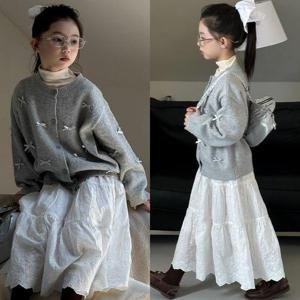 [삐삐네옷가게]여아 키즈 소녀감성 그레이 리본 가디건