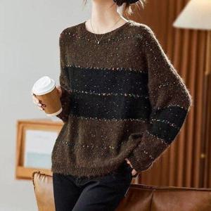 [핑크엘리제]스트라이프 스팽클 디테일 니트 브렐로니트