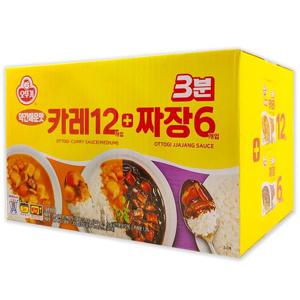 [코스트코] 오뚜기 3분 카레 약간매운맛 12개 + 짜장 6개 3600g (200g x 18개입)