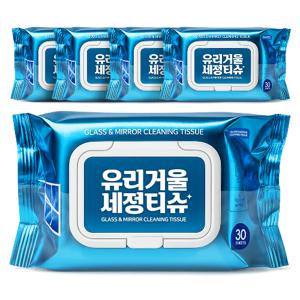 매직브라이트 얼룩없는 유리 거울 세정티슈 30매 x 5팩