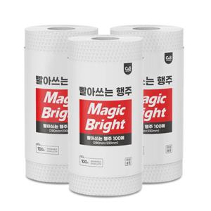 매직브라이트 일회용 행주 빨아쓰는 행주 티슈 100매 x 3롤