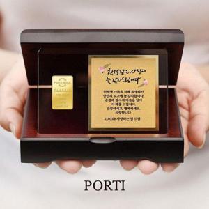 갤러리아_[뽀르띠] 순금 24K 1.875g 클래식골드바 크리스탈 플레이트 상패