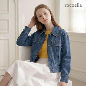 [로코엘라] 셀리 코튼 세미크롭 여성 데님자켓