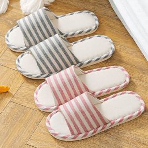 1+1 줄무늬 린넨 거실화 실내화 실내 슬리퍼 미끄럼 층간소음 방지