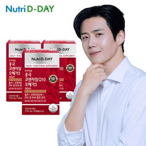 [3in1 혈행멀티케어] 뉴트리디데이 프리미엄 홍국 코엔자임Q10 오메가3 3박스 (총90캡슐)