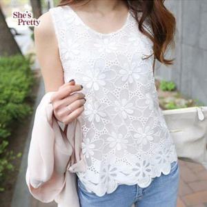 [쉬즈프리티]써니플라워레이스민소매