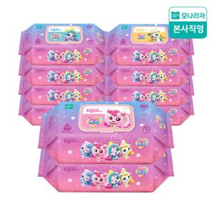 모나리자 캐치! 티니핑 물티슈 캡형 70매*10팩 유아물티슈 아기물티슈