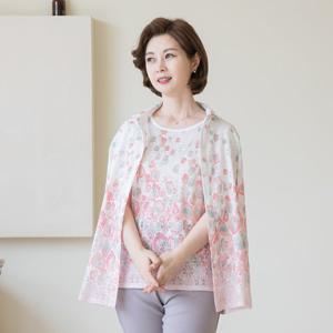 엄마옷 마담4060 40대50대앙상블루치플라워-QEN2503008-