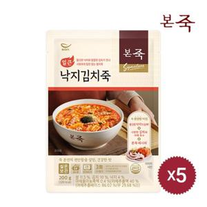 [본죽] 파우치 얼큰낙지 김치죽 200g 5팩