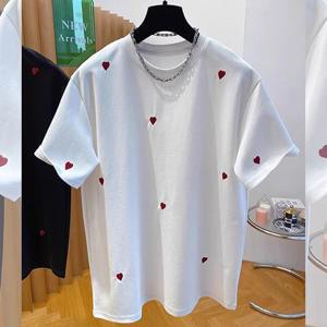 [유니제이] 프랑소 하트 패턴 반팔티