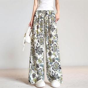 (55~88)2종세트 에스닉냉감와이드팬츠 밴딩 와이드 여성여름바지 바지세트