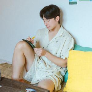 [기타브랜드]남자 면잠옷 시원한 냉감 여름 반팔 홈웨어 잠옷 세트 IMHS4234