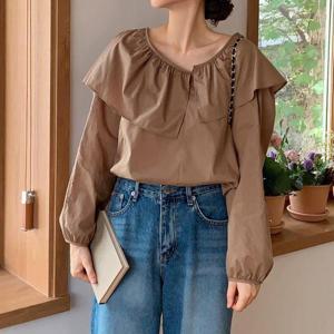 여자 가을옷 빅카라넥 언발 들러리 블라우스