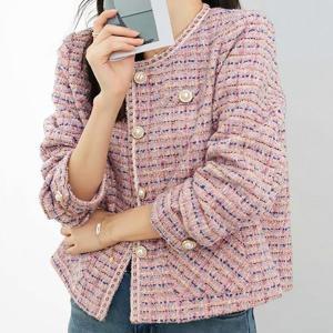 [드레스허그]핑크 블링 트위드 자켓