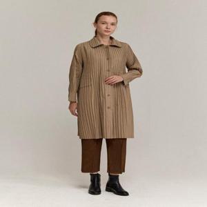 [플리츠미][최초가 249000원] 오픈 카라 트렌치 롱 자켓_PPJKF025007