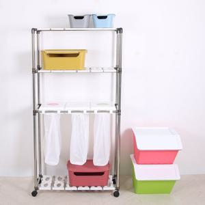 [리빙해피] 화이트 재활용 분리수거함3P (3단)