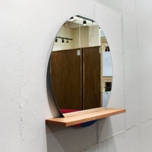 끌리마 강화유리 원목선반 원형 벽거울 600