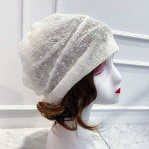 [애슬릿] 여성 여름 도트 얇은 쿨 오픈 비니 모자