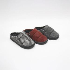 [모리드] 패브릭 체크 앞막힌 기모슬리퍼 거실화