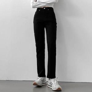 [다잇템]여자 편한 베이직 검정팬츠 세미와이드 청바지