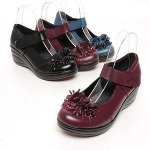 [할마마마]키높이통굽꽃단화 찍찍이 미들 중간굽 6cm 중년여성