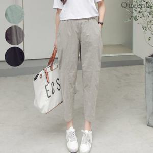 [퀸이즈] [~88까지]플루 스판 배기핏 9부 밴딩팬츠