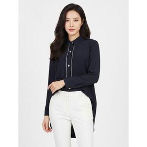 [크로커다일레이디]네이비 풀오픈 블라우스 CLCMBL206