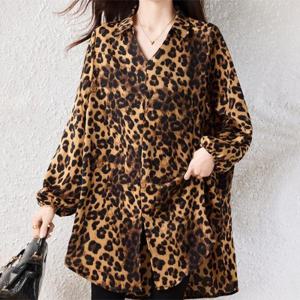 [패션시그널] 레오파드패턴 롱블라우스 E6158F