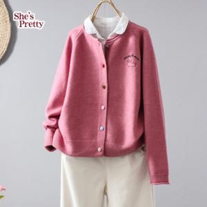 [쉬즈프리티] 도우너컬러단추가디건