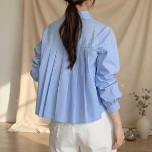 [셀러허브_여성트랜드패션]여성 언발카라 퍼프소매 박시코튼 블라우스