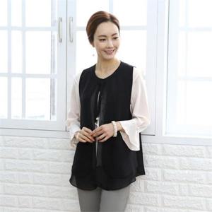 [애비뉴투지]엄마옷 데이트 쉬폰 진주 드롭 날개 여성 봄 여름 조끼 베스트 V04007 50대 60대 중년여성