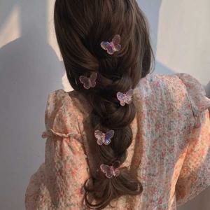 [5개세트] 애르 포인트 홀로그램 투명 나비 헤어핀