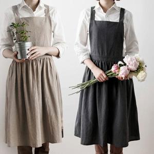 ETN 워싱면 원피스앞치마 앞치마 꽃집 원예 어린이집 유치원 학교 카페 가드닝 주방