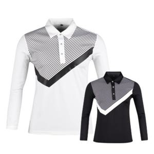 남성 봄 여름 골프웨어 배색 카라 골프 긴팔 티셔츠