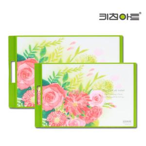 [BJ] 키친아트 그린 부케로즈 양면 향균은 도마 2종C-중+소